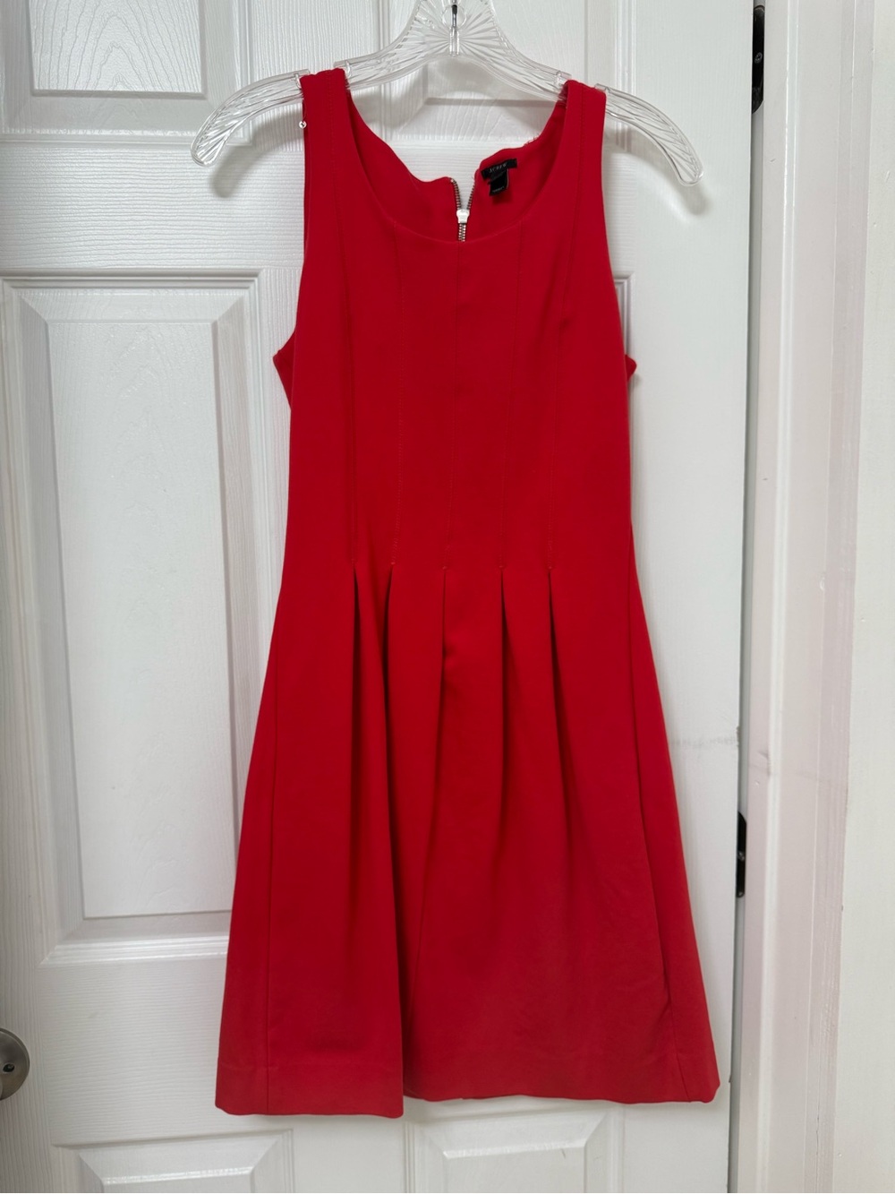 J. Crew Sleeveless Red Pleated A-Line Dress